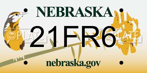 21FR6 Nebraska License Plate