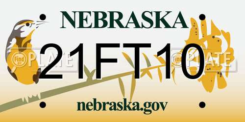 21FT10 Nebraska License Plate
