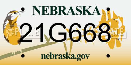 21G668 Nebraska License Plate
