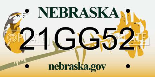 21GG52 Nebraska License Plate