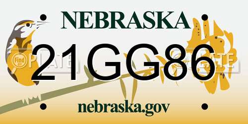 21GG86 Nebraska License Plate