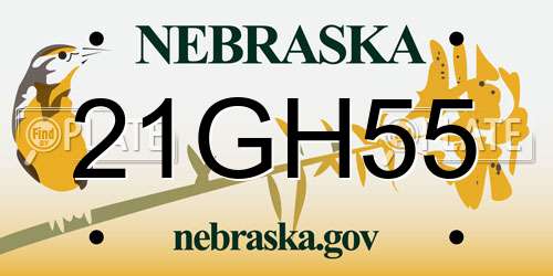 21GH55 Nebraska License Plate