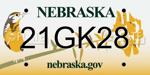 21GK28 Nebraska License Plate
