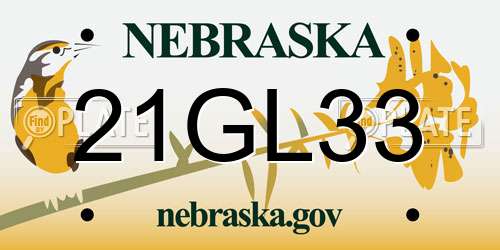 21GL33 Nebraska License Plate