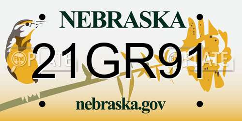 21GR91 Nebraska License Plate