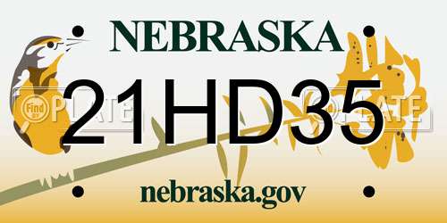 21HD35 Nebraska License Plate