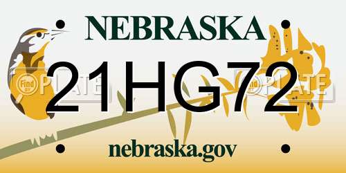 21HG72 Nebraska License Plate
