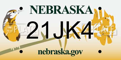 21JK4 Nebraska License Plate