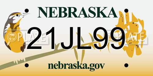 21JL99 Nebraska License Plate