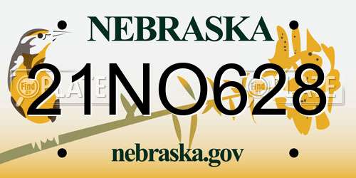 21NO628 Nebraska License Plate