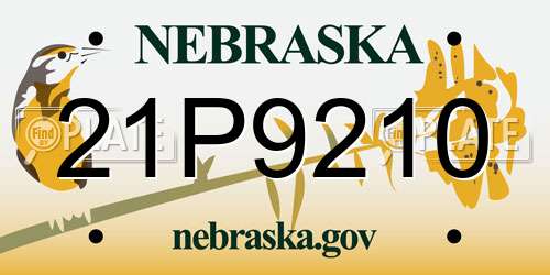 21P9210 Nebraska License Plate