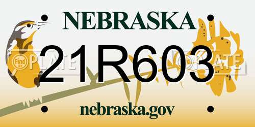 21R603 Nebraska License Plate