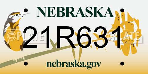 21R631 Nebraska License Plate
