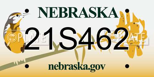 21S462 Nebraska License Plate