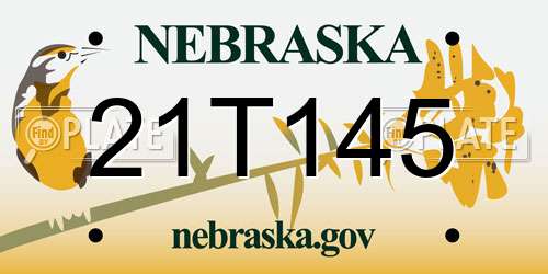 21T145 Nebraska License Plate