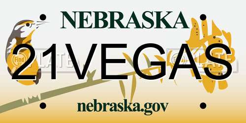 21VEGAS Nebraska License Plate