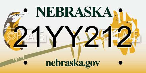 21YY212 Nebraska License Plate