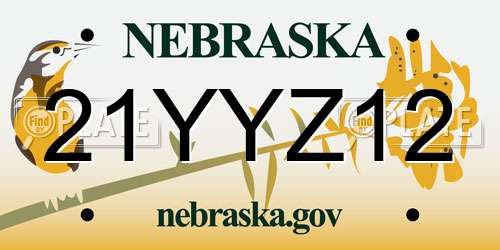 21YYZ12 Nebraska License Plate