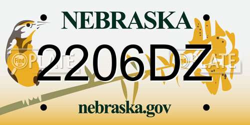 2206DZ Nebraska License Plate