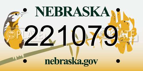 221079 Nebraska License Plate