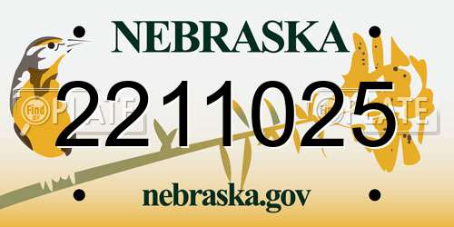 2211025 Nebraska License Plate