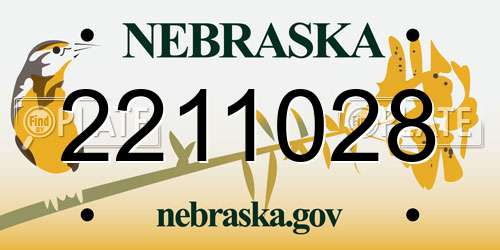 2211028 Nebraska License Plate