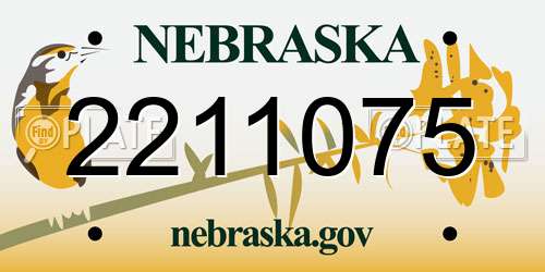 2211075 Nebraska License Plate