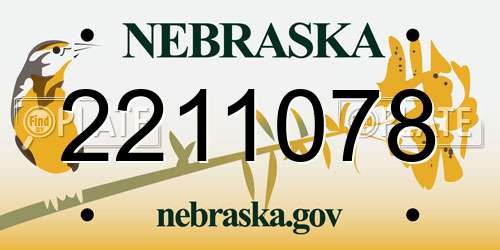2211078 Nebraska License Plate