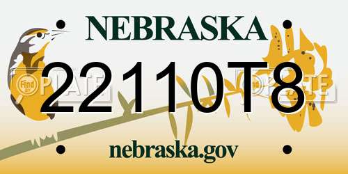 22110T8 Nebraska License Plate