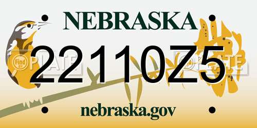 22110Z5 Nebraska License Plate