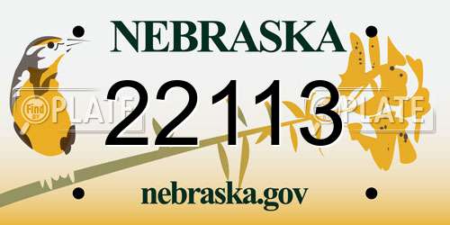 22113 Nebraska License Plate