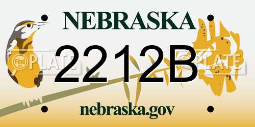 2212B Nebraska License Plate