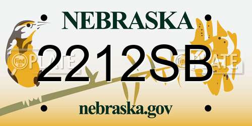 2212SB Nebraska License Plate