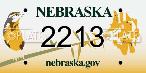 2213 Nebraska License Plate