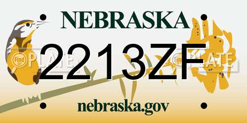 2213ZF Nebraska License Plate