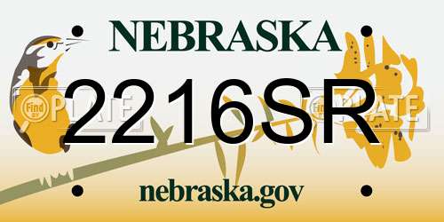 2216SR Nebraska License Plate