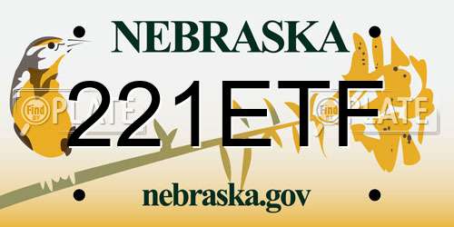 221ETF Nebraska License Plate