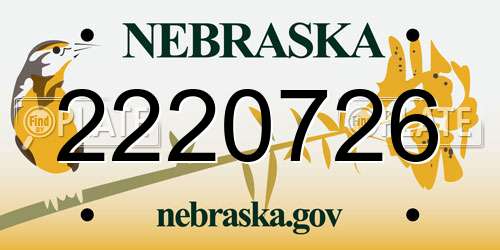 2220726 Nebraska License Plate