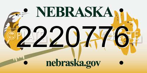 2220776 Nebraska License Plate