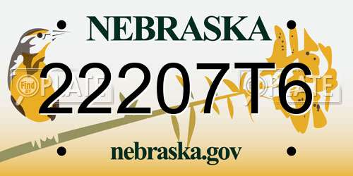 22207T6 Nebraska License Plate