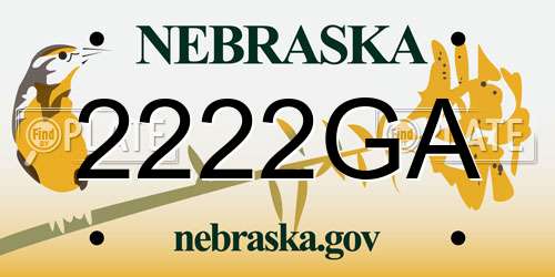 2222GA Nebraska License Plate