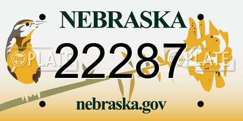 22287 Nebraska License Plate