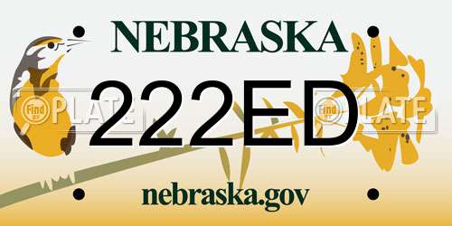 222ED Nebraska License Plate
