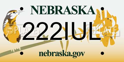 222IUL Nebraska License Plate