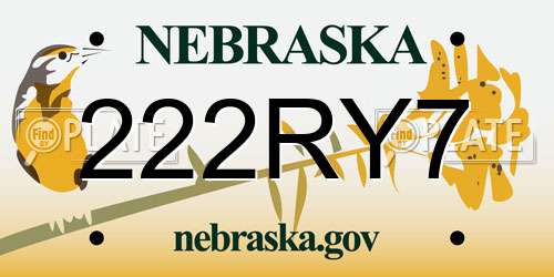 222RY7 Nebraska License Plate