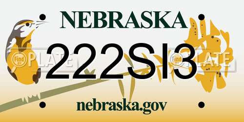 222SI3 Nebraska License Plate