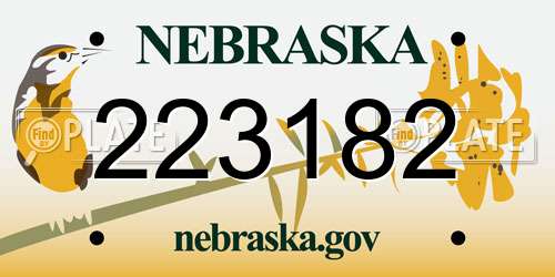 223182 Nebraska License Plate