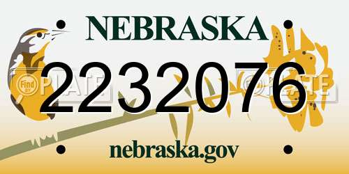 2232076 Nebraska License Plate