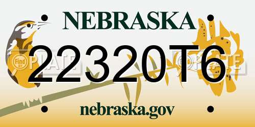 22320T6 Nebraska License Plate