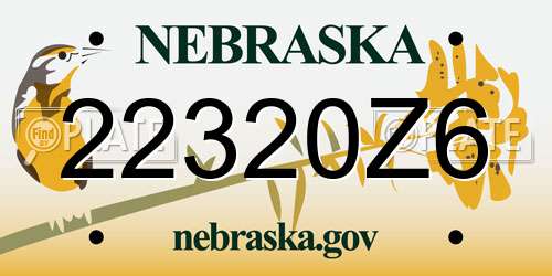 22320Z6 Nebraska License Plate